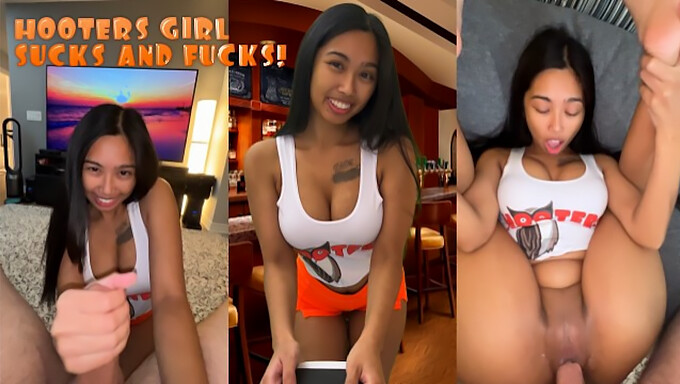 Hooters 서버가 강하게 깊이 섹스를 합니다!