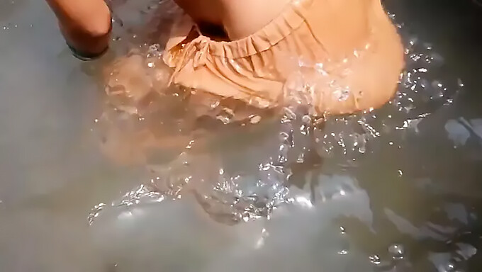 Indian Teen With Big Natural Tits Bathing In Public