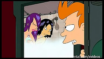 Ménage À Trois Com Desenho Animado Em Cena De Banho Hentai Do Futurama