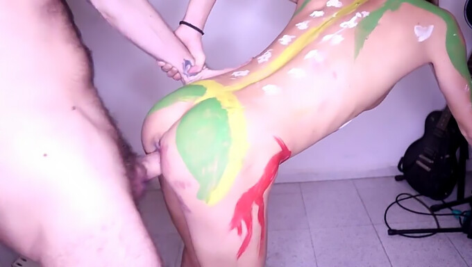 Amateur Couple Enjoys Painting And Sex